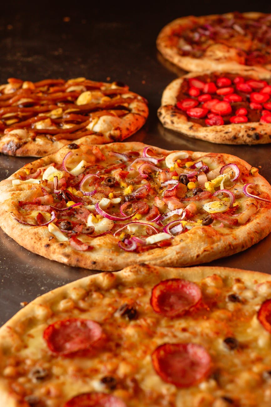 pizza served in a restaurant